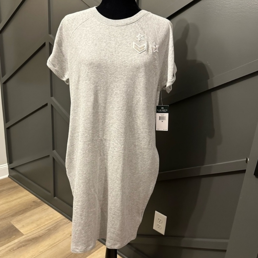 RALPH LAUREN MILITARY PATCH T SHIRT DRESS